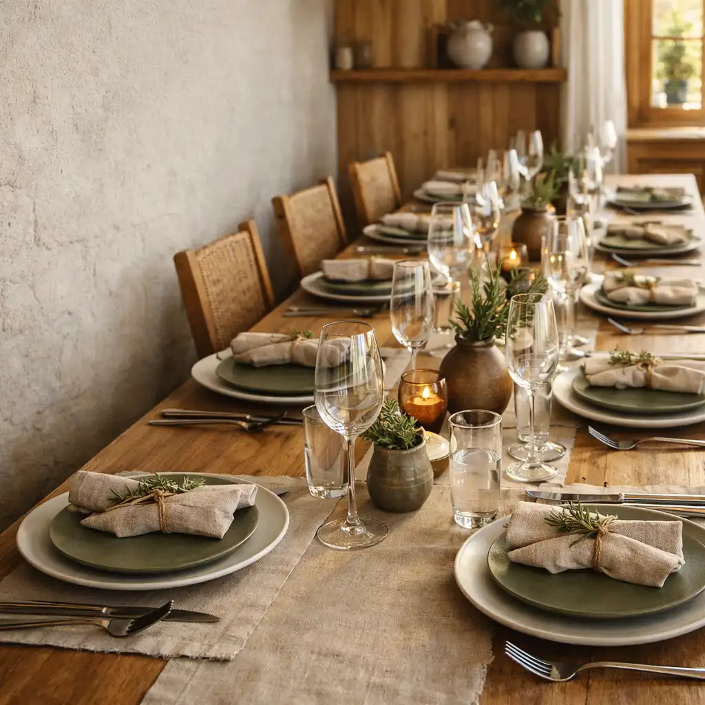 Table de restaurant éclairée pour un dîner entre amis