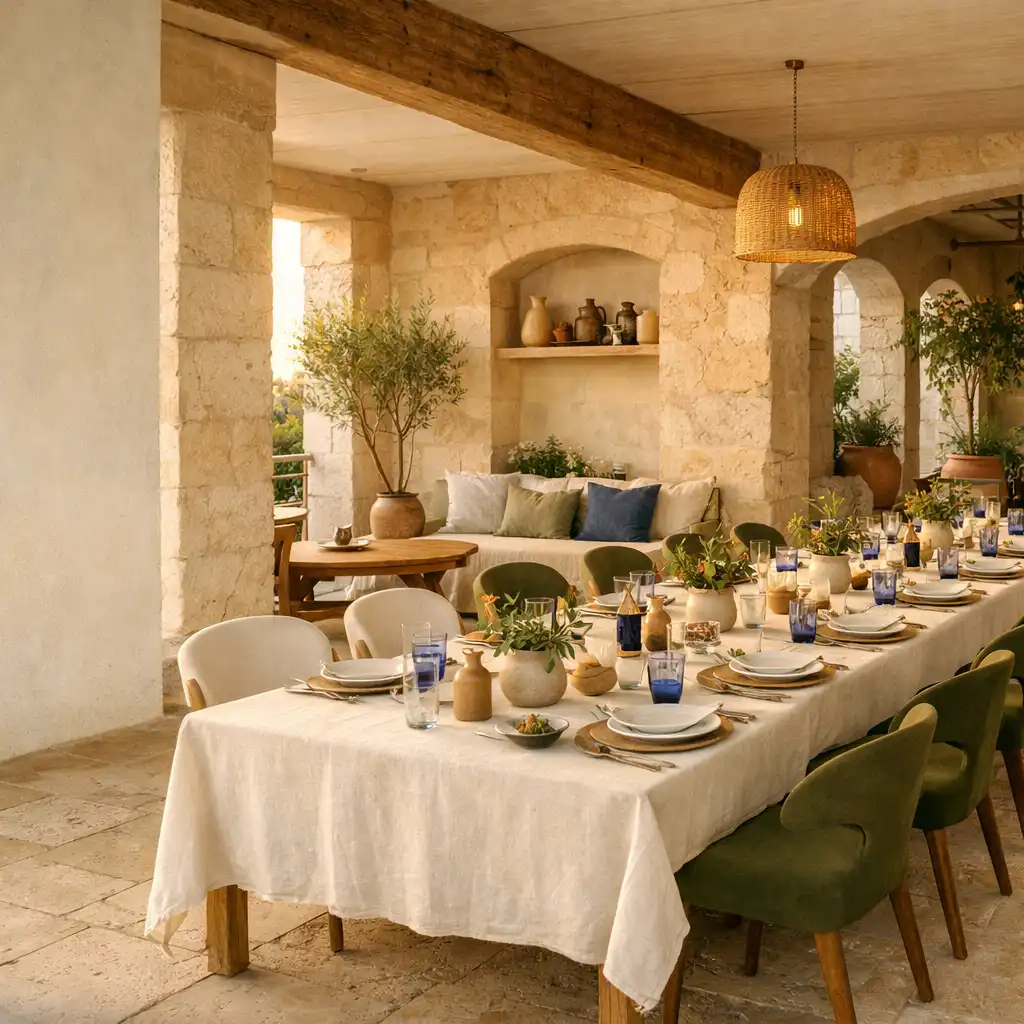 Grande table préparée pour un rassemblement privé